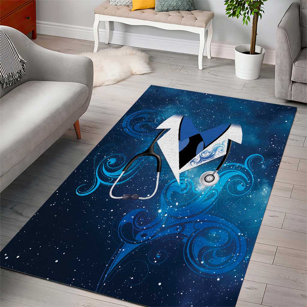 New Zealand Nurses RN Area Rug Galaxy Stethoscope Maori Motif