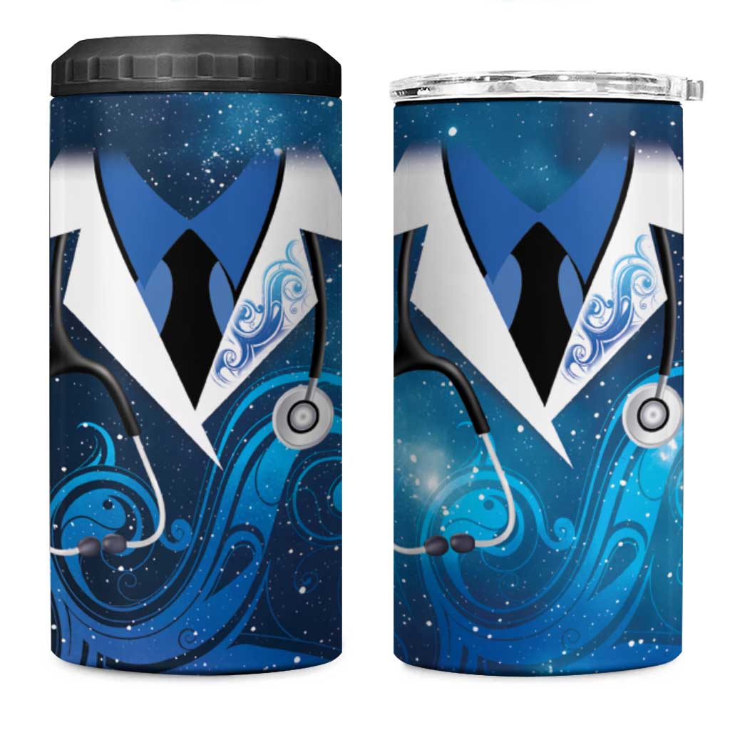 New Zealand Nurses RN Personalised 4 in 1 Can Cooler Tumbler Galaxy Stethoscope Maori Motif