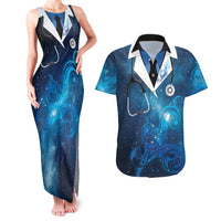 New Zealand Nurses RN Personalised Couples Matching Tank Maxi Dress and Hawaiian Shirt Galaxy Stethoscope Maori Motif