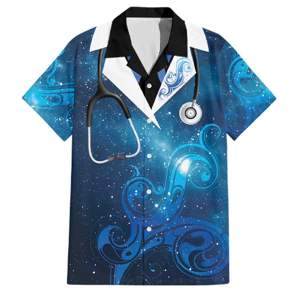 New Zealand Nurses RN Personalised Family Matching Long Sleeve Bodycon Dress and Hawaiian Shirt Galaxy Stethoscope Maori Motif