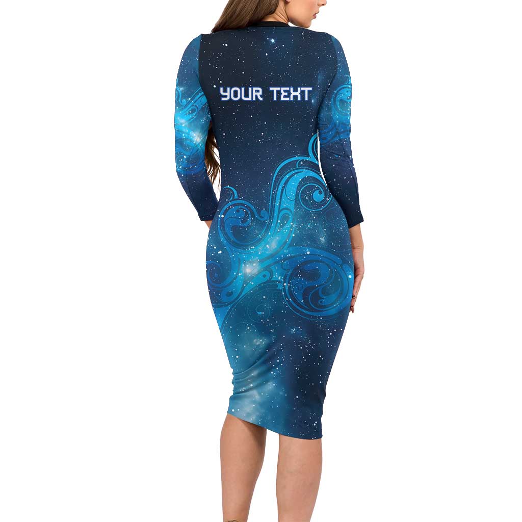 New Zealand Nurses RN Personalised Family Matching Long Sleeve Bodycon Dress and Hawaiian Shirt Galaxy Stethoscope Maori Motif