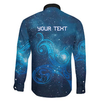 New Zealand Nurses RN Personalised Family Matching Off The Shoulder Long Sleeve Dress and Hawaiian Shirt Galaxy Stethoscope Maori Motif
