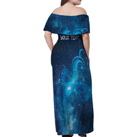 New Zealand Nurses RN Personalised Family Matching Off Shoulder Maxi Dress and Hawaiian Shirt Galaxy Stethoscope Maori Motif