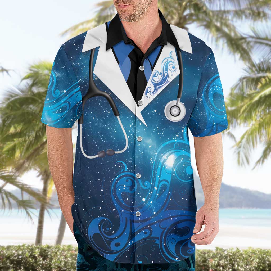 New Zealand Nurses RN Personalised Hawaiian Shirt Galaxy Stethoscope Maori Motif