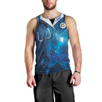 New Zealand Nurses RN Personalised Men Tank Top Galaxy Stethoscope Maori Motif LT9 - Polynesian Pride