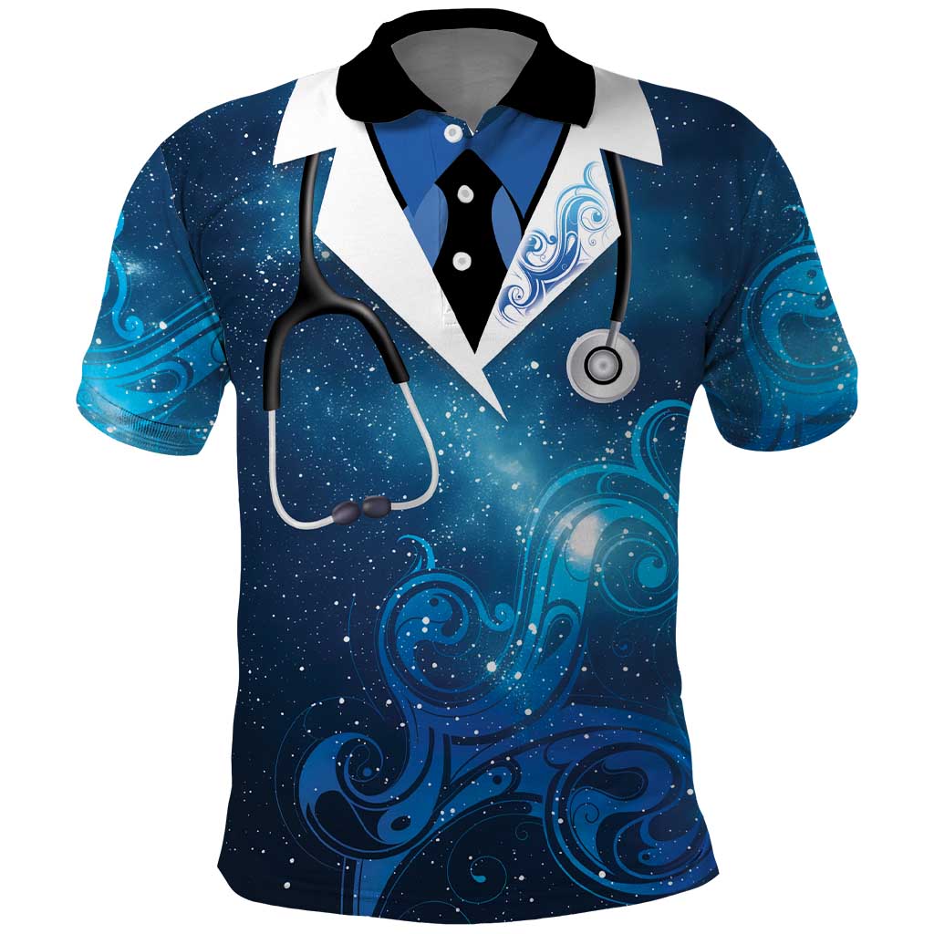 New Zealand Nurses RN Personalised Polo Shirt Galaxy Stethoscope Maori Motif LT9 Galaxy - Polynesian Pride