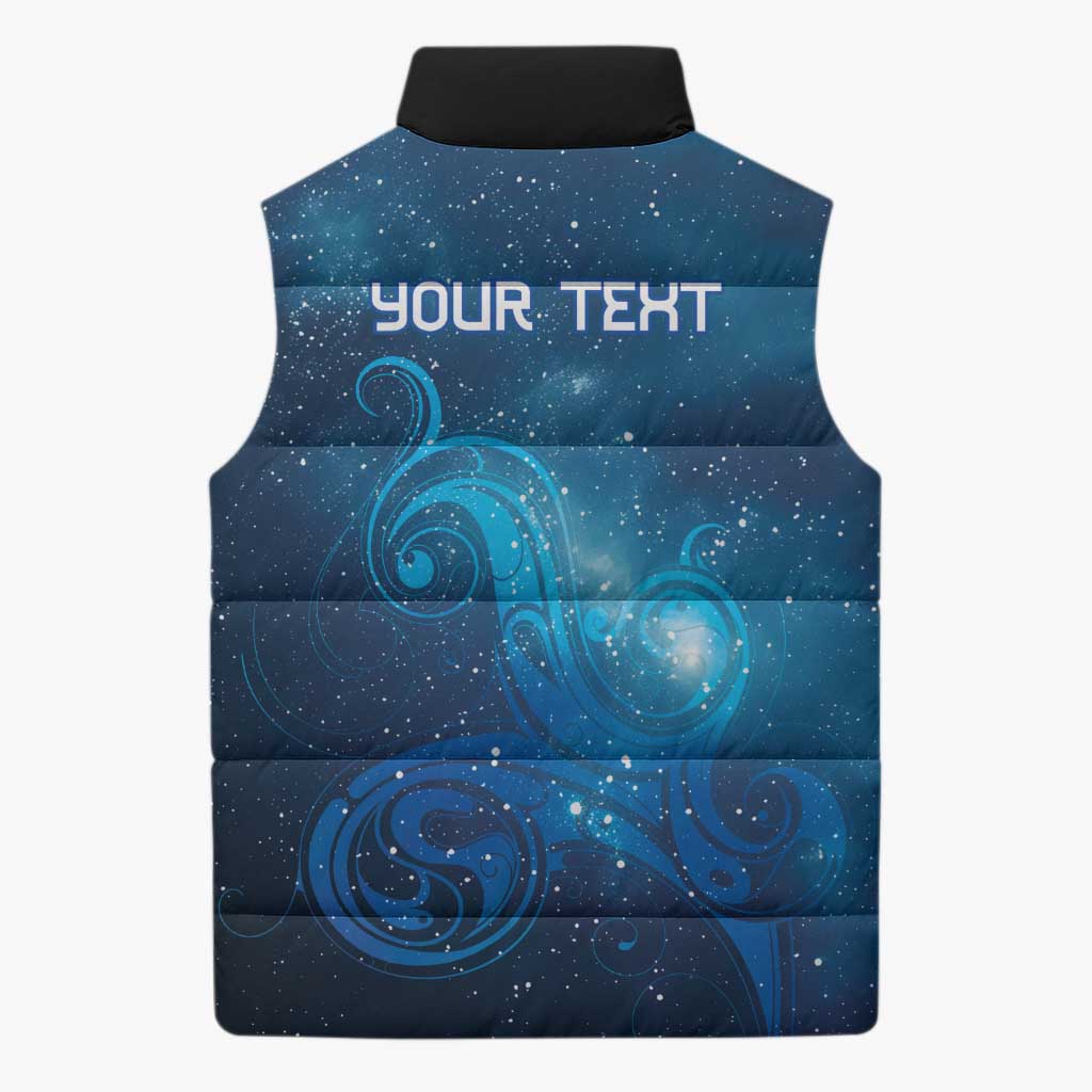 New Zealand Nurses RN Personalised Sleeveless Puffer Jacket Galaxy Stethoscope Maori Motif LT9 - Polynesian Pride