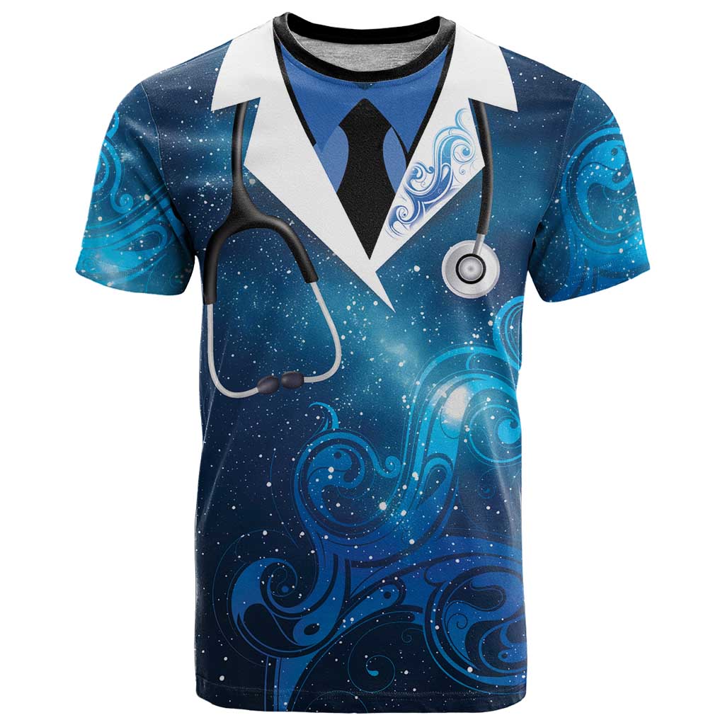New Zealand Nurses RN Personalised T Shirt Galaxy Stethoscope Maori Motif