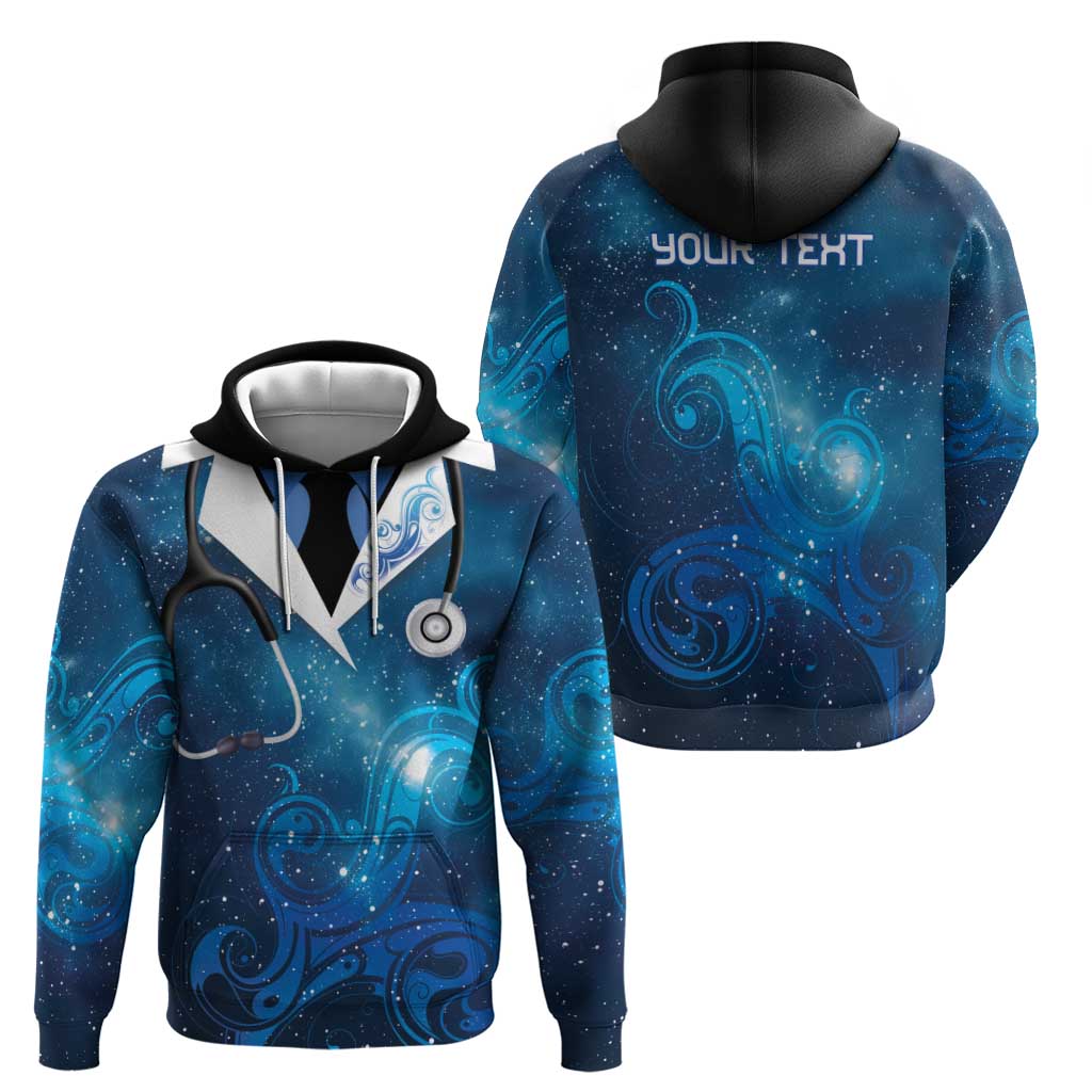 New Zealand Nurses RN Personalised Zip Hoodie Galaxy Stethoscope Maori Motif LT9 - Polynesian Pride