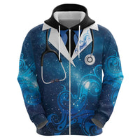 New Zealand Nurses RN Personalised Zip Hoodie Galaxy Stethoscope Maori Motif LT9 - Polynesian Pride