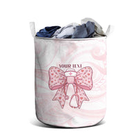 New Zealand Nurses RN Personalised Laundry Basket Pink Stethoscope Coquette Bow Maori Motif LT9 - Polynesian Pride