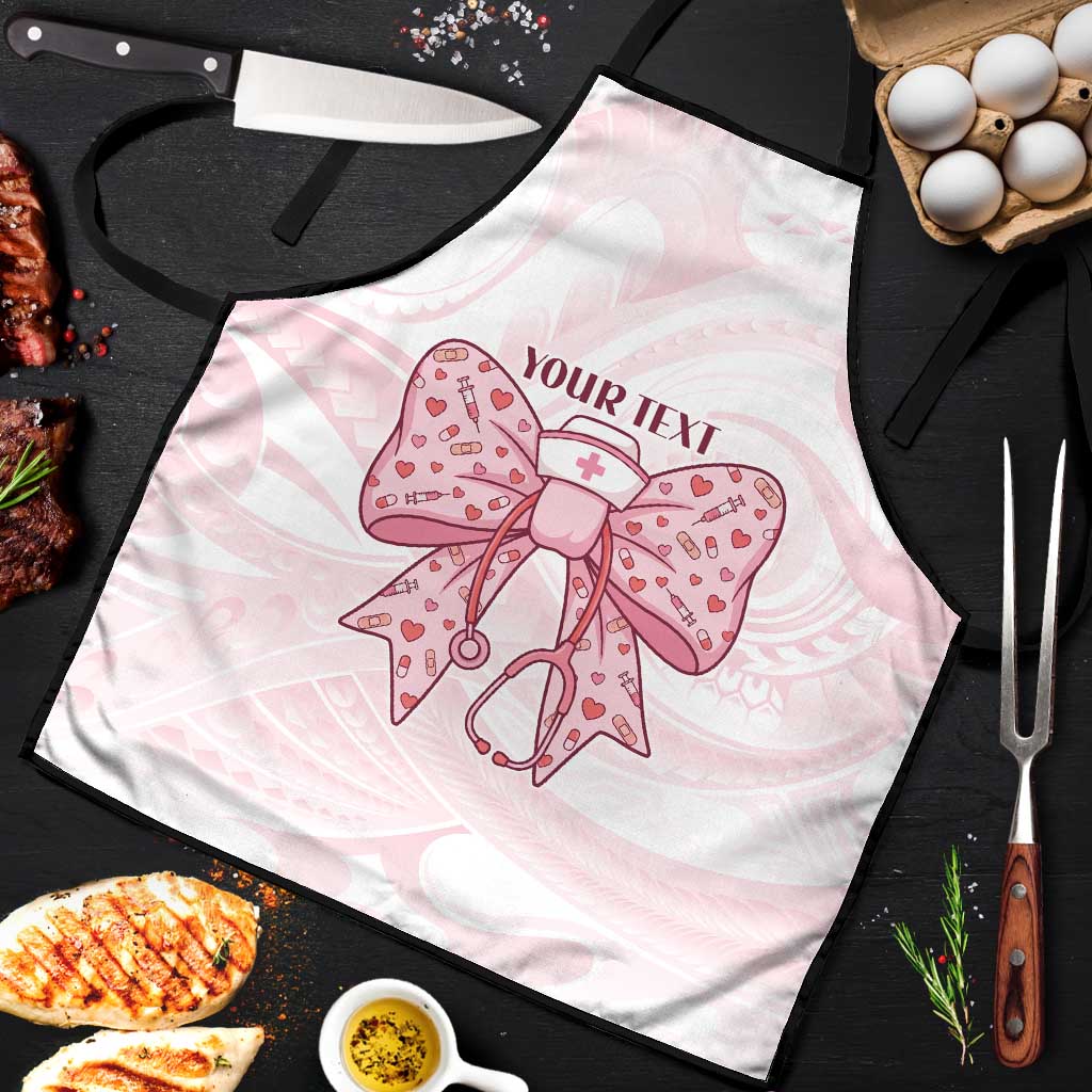 New Zealand Nurses RN Personalised Apron Pink Stethoscope Coquette Bow Maori Motif