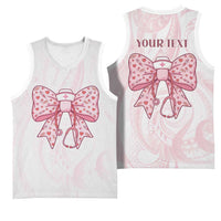New Zealand Nurses RN Personalised Basketball Jersey Pink Stethoscope Coquette Bow Maori Motif