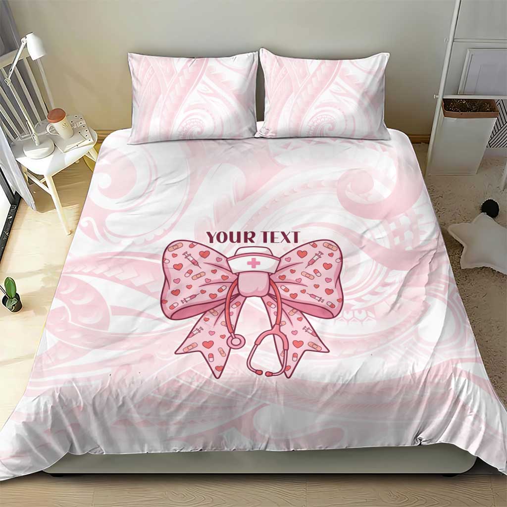 New Zealand Nurses RN Personalised Bedding Set Pink Stethoscope Coquette Bow Maori Motif LT9 - Polynesian Pride