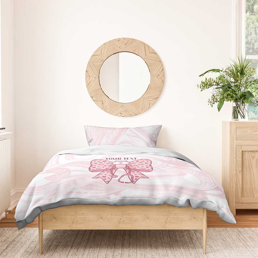 New Zealand Nurses RN Personalised Bedding Set Pink Stethoscope Coquette Bow Maori Motif LT9 - Polynesian Pride
