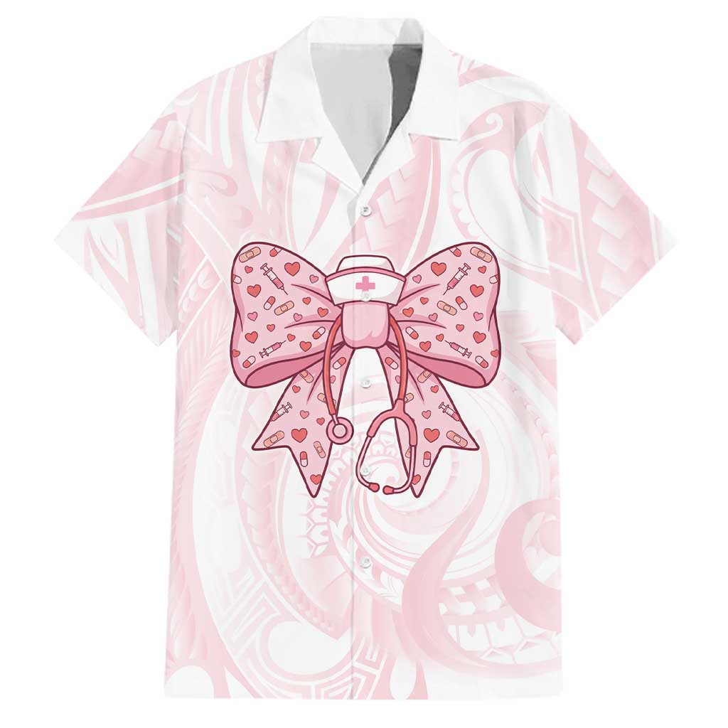 New Zealand Nurses RN Personalised Family Matching Mermaid Dress and Hawaiian Shirt Pink Stethoscope Coquette Bow Maori Motif