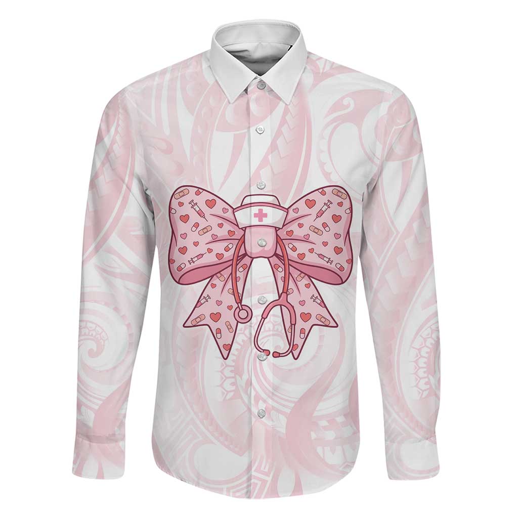 New Zealand Nurses RN Personalised Family Matching Mermaid Dress and Hawaiian Shirt Pink Stethoscope Coquette Bow Maori Motif