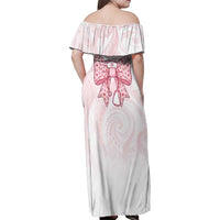 New Zealand Nurses RN Personalised Family Matching Off Shoulder Maxi Dress and Hawaiian Shirt Pink Stethoscope Coquette Bow Maori Motif