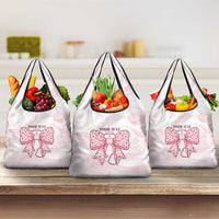 New Zealand Nurses RN Personalised Grocery Bag Pink Stethoscope Coquette Bow Maori Motif LT9 3-pack One Size Pink - Polynesian Pride