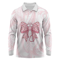 New Zealand Nurses RN Personalised Long Sleeve Polo Shirt Pink Stethoscope Coquette Bow Maori Motif