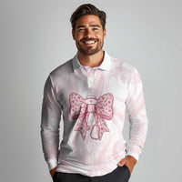 New Zealand Nurses RN Personalised Long Sleeve Polo Shirt Pink Stethoscope Coquette Bow Maori Motif