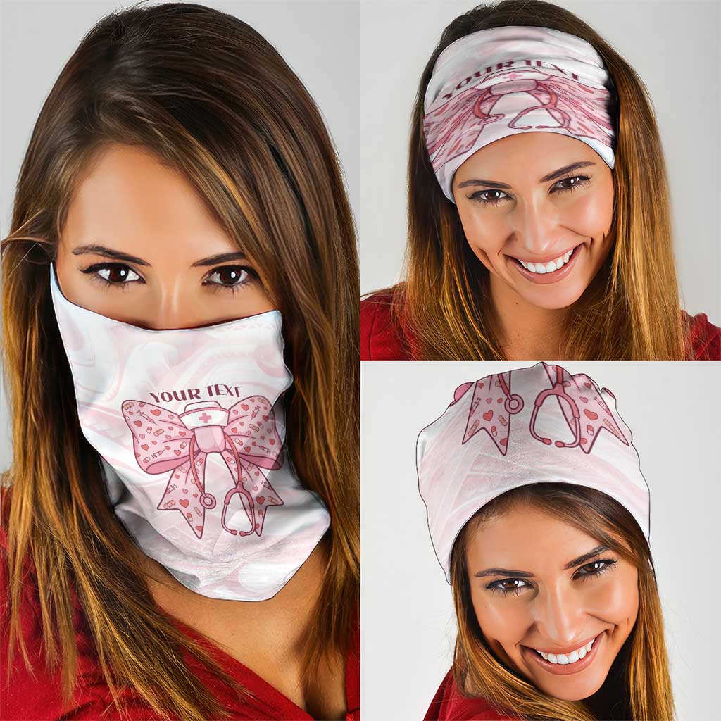 New Zealand Nurses RN Personalised Neck Gaiter Pink Stethoscope Coquette Bow Maori Motif LT9 - Polynesian Pride
