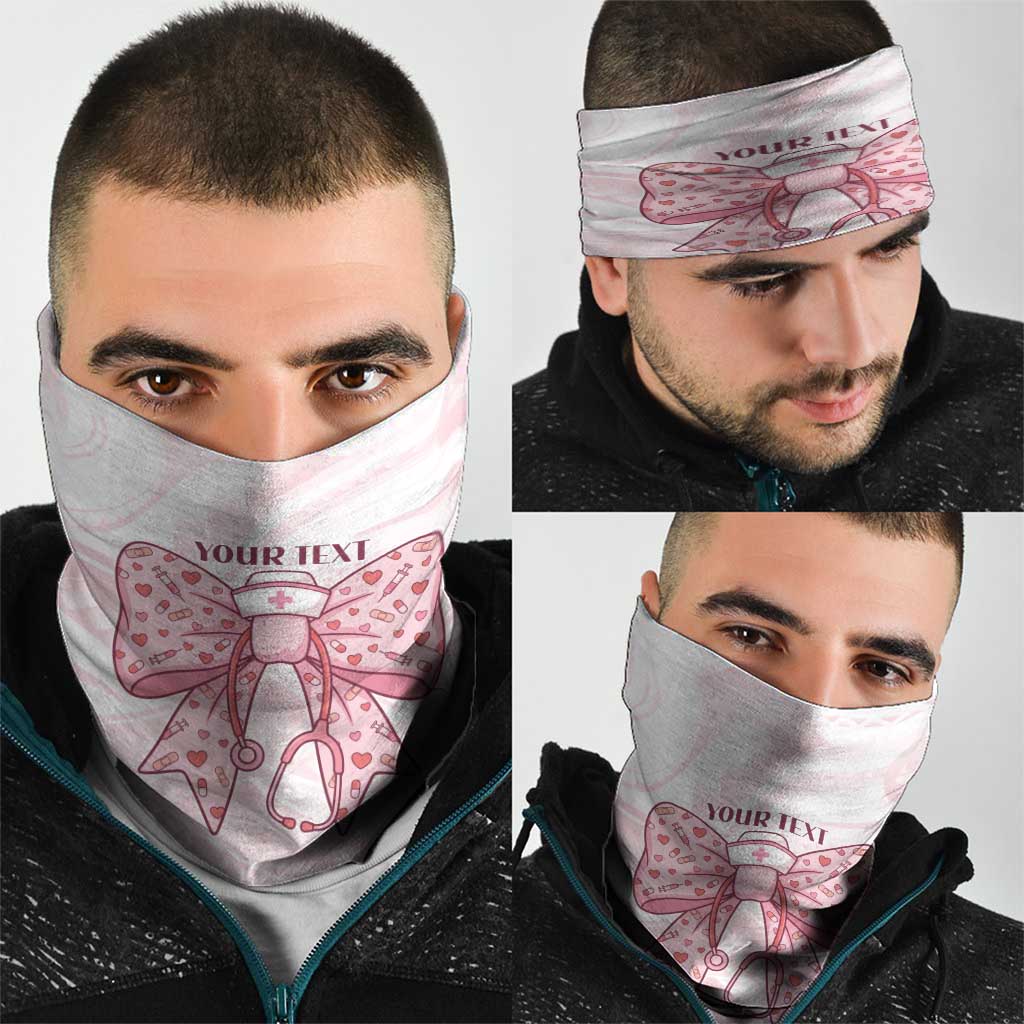 New Zealand Nurses RN Personalised Neck Gaiter Pink Stethoscope Coquette Bow Maori Motif LT9 - Polynesian Pride