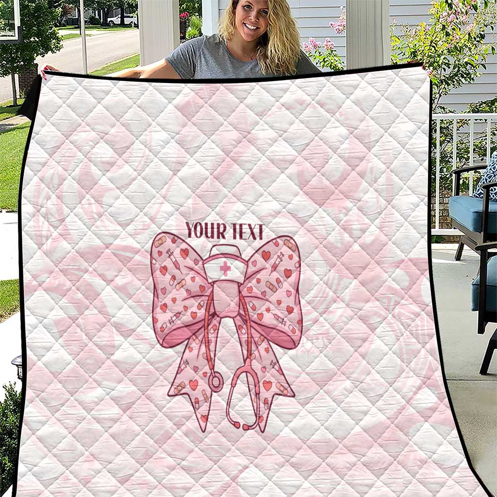 New Zealand Nurses RN Personalised Quilt Pink Stethoscope Coquette Bow Maori Motif LT9 Pink - Polynesian Pride