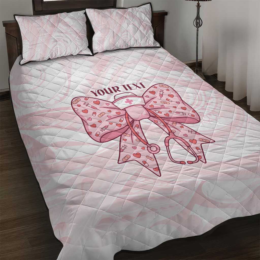 New Zealand Nurses RN Personalised Quilt Bed Set Pink Stethoscope Coquette Bow Maori Motif
