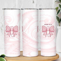New Zealand Nurses RN Personalised Skinny Tumbler Pink Stethoscope Coquette Bow Maori Motif