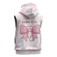 New Zealand Nurses RN Personalised Sleeveless Hoodie Pink Stethoscope Coquette Bow Maori Motif