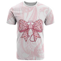 New Zealand Nurses RN Personalised T Shirt Pink Stethoscope Coquette Bow Maori Motif