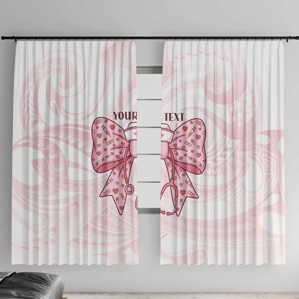New Zealand Nurses RN Personalised Window Curtain Pink Stethoscope Coquette Bow Maori Motif