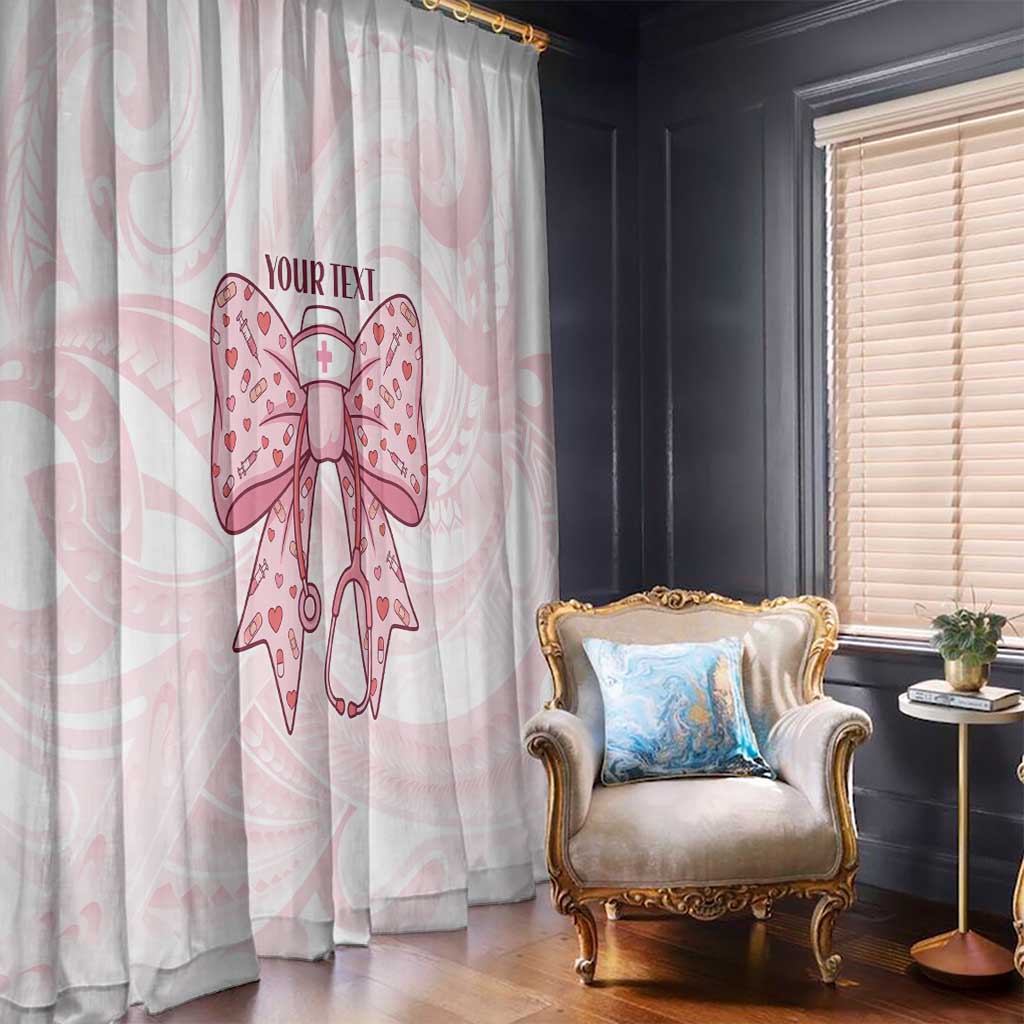 New Zealand Nurses RN Personalised Window Curtain Pink Stethoscope Coquette Bow Maori Motif