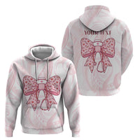 New Zealand Nurses RN Personalised Zip Hoodie Pink Stethoscope Coquette Bow Maori Motif