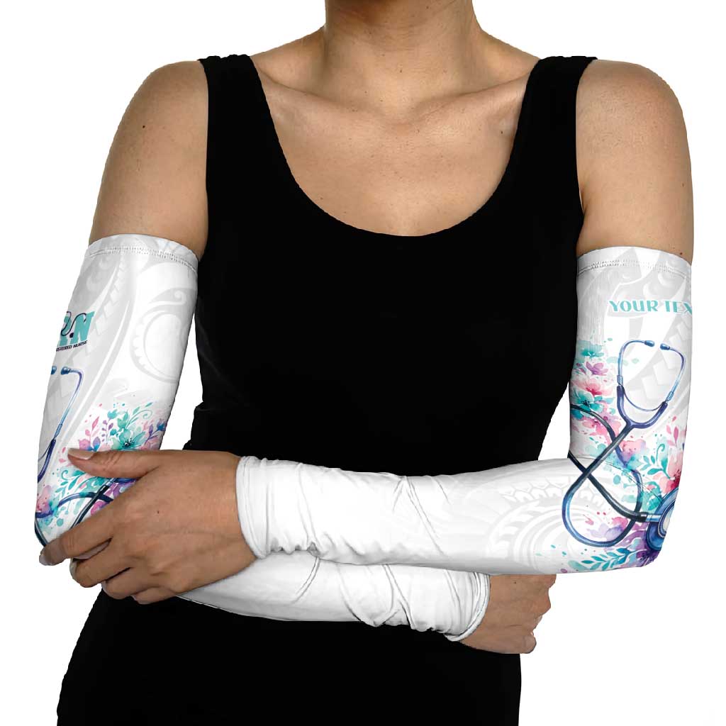 New Zealand Nurses RN Personalised Arm Sleeves Stethoscope Floral Maori Motif