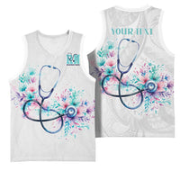 New Zealand Nurses RN Personalised Basketball Jersey Stethoscope Floral Maori Motif