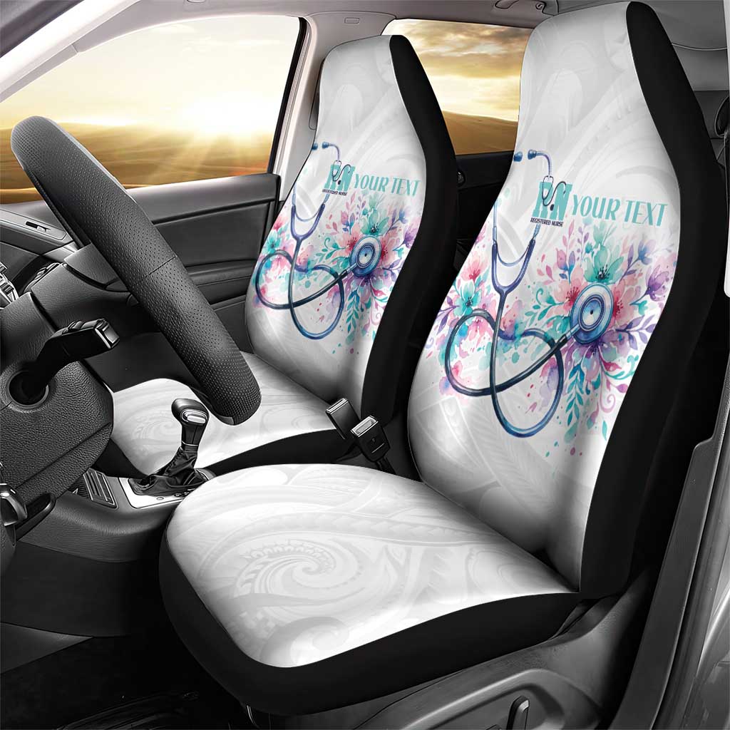 New Zealand Nurses RN Personalised Car Seat Cover Stethoscope Floral Maori Motif