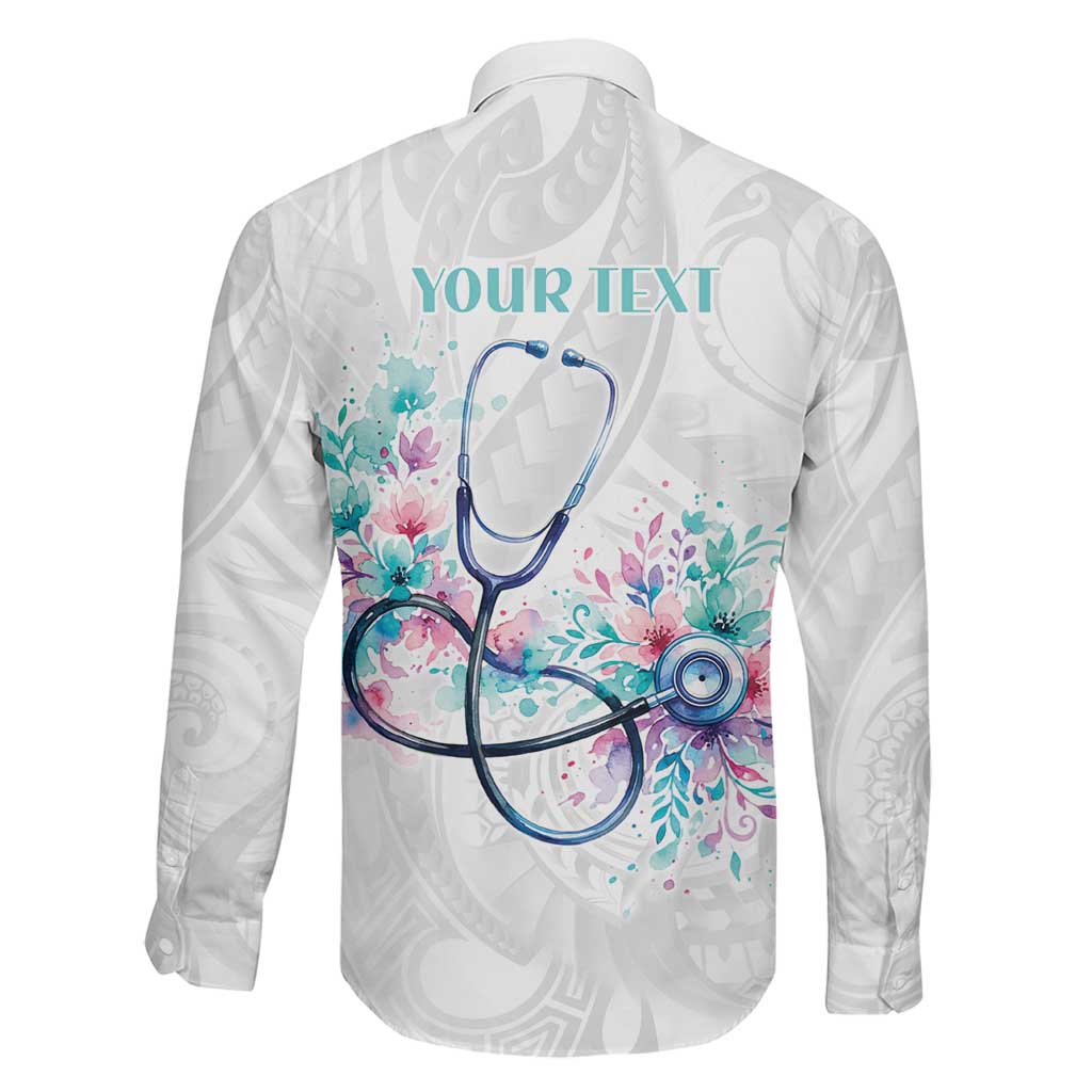 New Zealand Nurses RN Personalised Family Matching Off Shoulder Maxi Dress and Hawaiian Shirt Stethoscope Floral Maori Motif