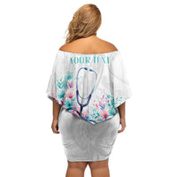 New Zealand Nurses RN Personalised Family Matching Off Shoulder Short Dress and Hawaiian Shirt Stethoscope Floral Maori Motif