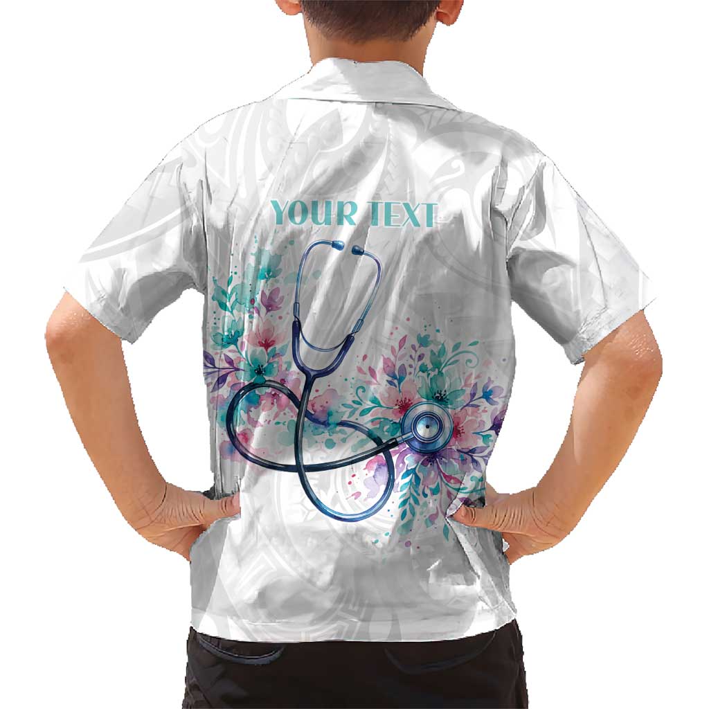 New Zealand Nurses RN Personalised Family Matching Puletasi and Hawaiian Shirt Stethoscope Floral Maori Motif