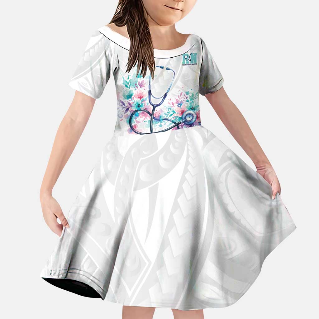 New Zealand Nurses RN Personalised Family Matching Short Sleeve Bodycon Dress and Hawaiian Shirt Stethoscope Floral Maori Motif