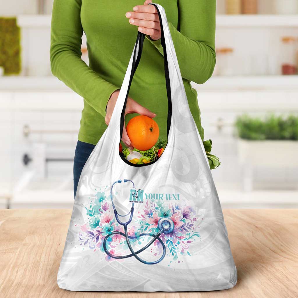 New Zealand Nurses RN Personalised Grocery Bag Stethoscope Floral Maori Motif LT9 - Polynesian Pride