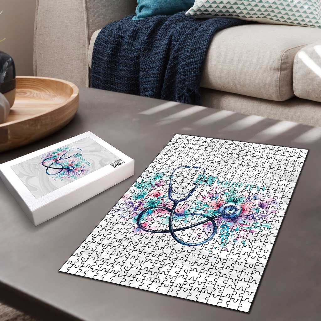 New Zealand Nurses RN Personalised Puzzle Stethoscope Floral Maori Motif LT9 - Polynesian Pride