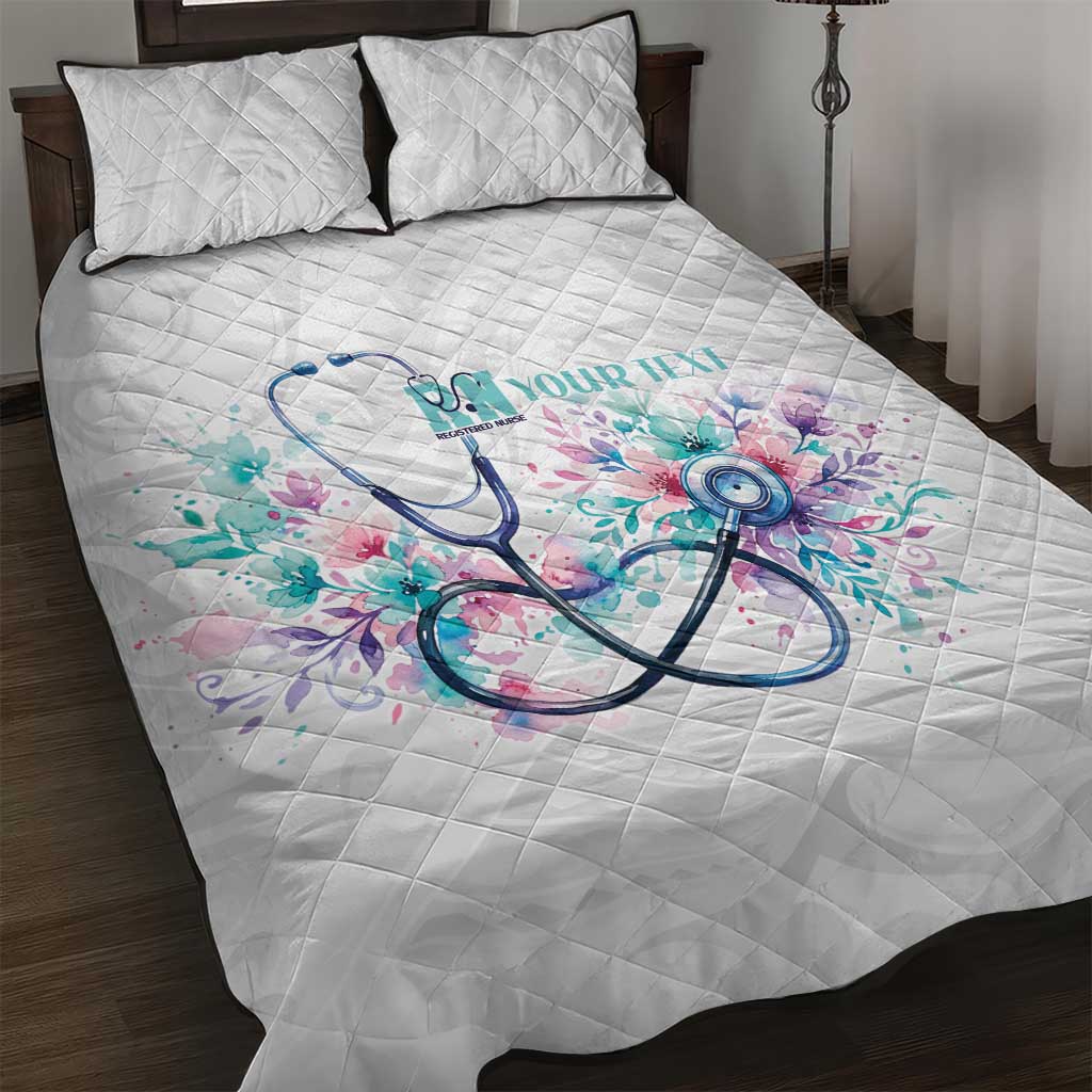 New Zealand Nurses RN Personalised Quilt Bed Set Stethoscope Floral Maori Motif