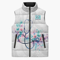 New Zealand Nurses RN Personalised Sleeveless Puffer Jacket Stethoscope Floral Maori Motif LT9 Unisex White - Polynesian Pride