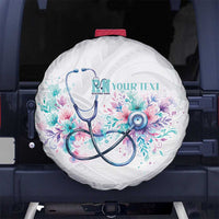 New Zealand Nurses RN Personalised Spare Tire Cover Stethoscope Floral Maori Motif
