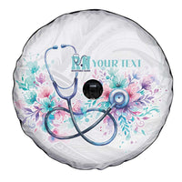 New Zealand Nurses RN Personalised Spare Tire Cover Stethoscope Floral Maori Motif