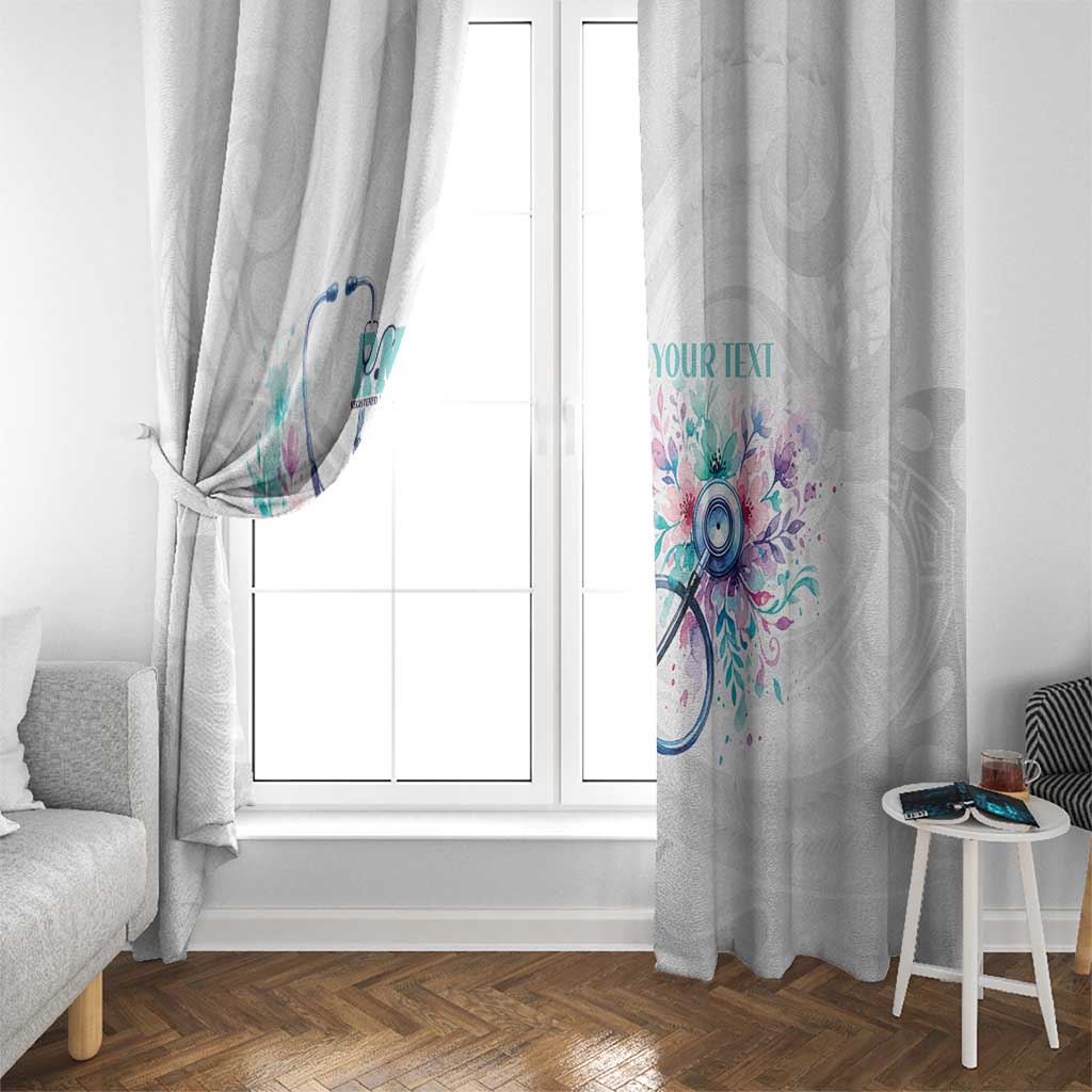 New Zealand Nurses RN Personalised Window Curtain Stethoscope Floral Maori Motif LT9 - Polynesian Pride