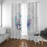 New Zealand Nurses RN Personalised Window Curtain Stethoscope Floral Maori Motif LT9 With Grommets White - Polynesian Pride